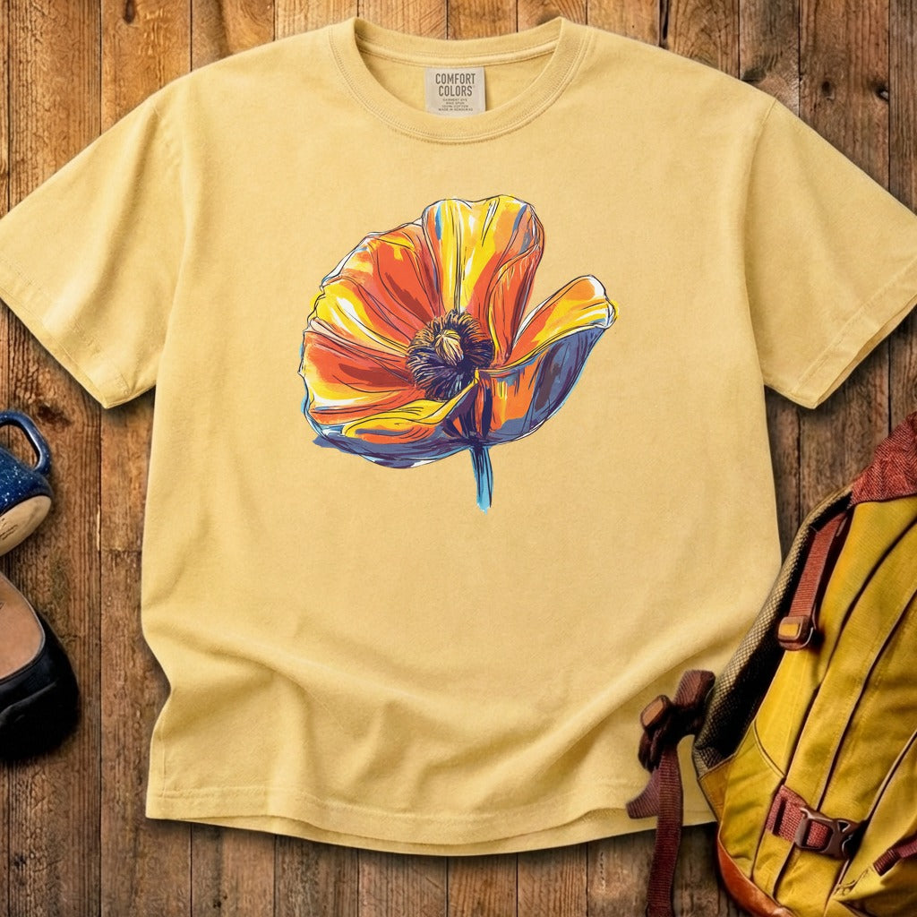 Painted Big Poppy Cotton T-Shirt