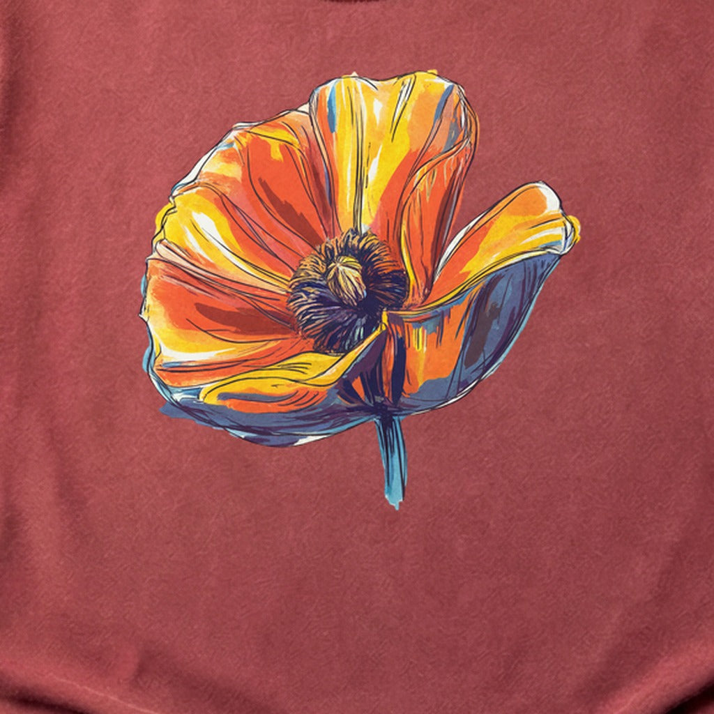Painted Big Poppy Cotton T-Shirt