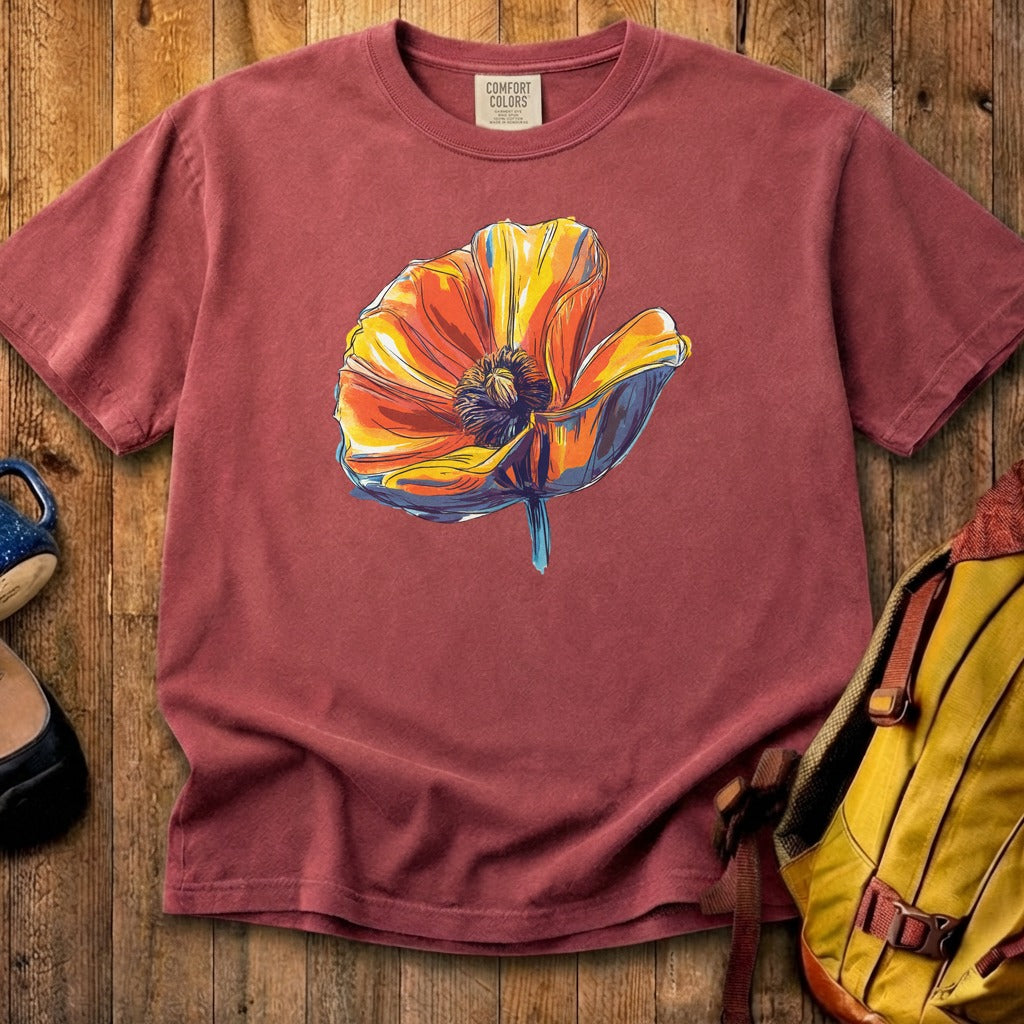 Painted Big Poppy Cotton T-Shirt