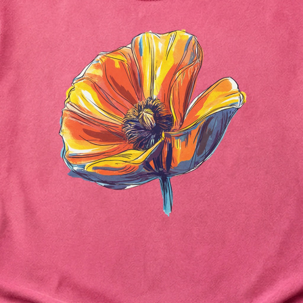 Painted Big Poppy Cotton T-Shirt