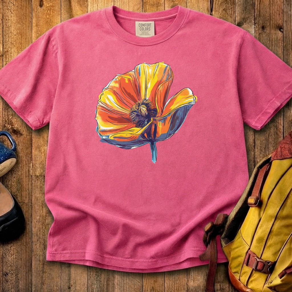 Painted Big Poppy Cotton T-Shirt