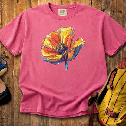 Painted Big Poppy Cotton T-Shirt