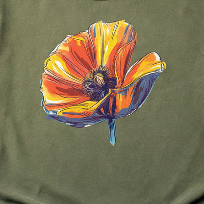 Painted Big Poppy Cotton T-Shirt