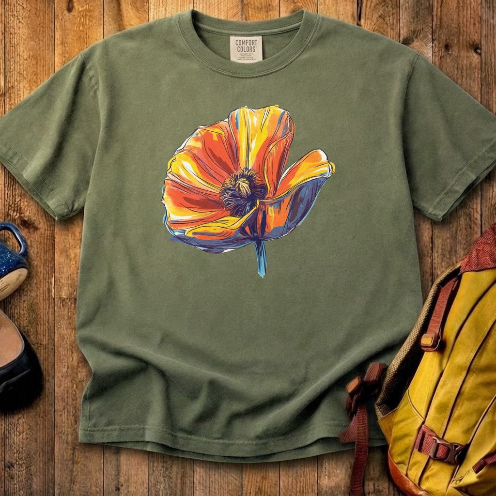 Painted Big Poppy Cotton T-Shirt