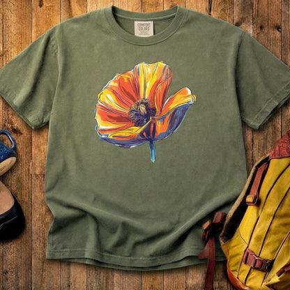 Painted Big Poppy Cotton T-Shirt