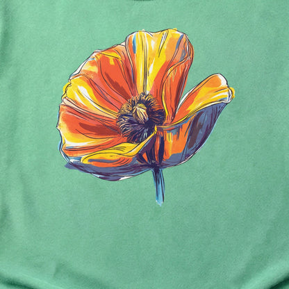 Painted Big Poppy Cotton T-Shirt