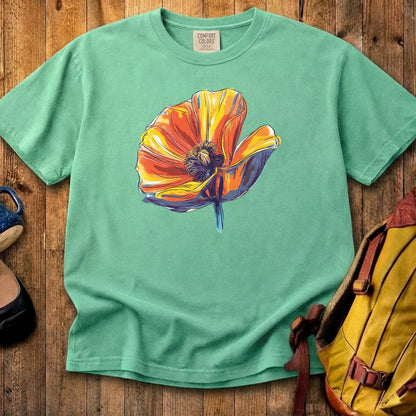Painted Big Poppy Cotton T-Shirt