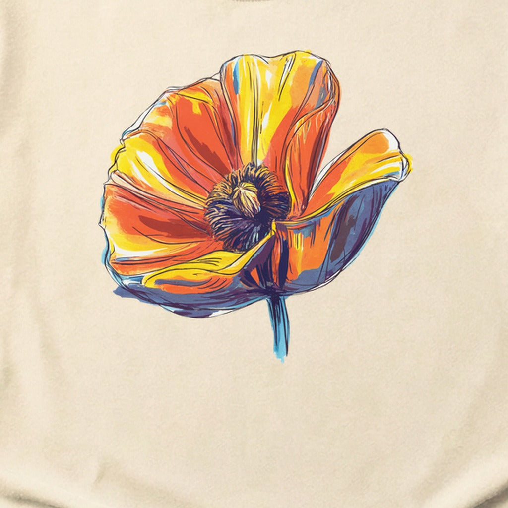 Painted Big Poppy Cotton T-Shirt