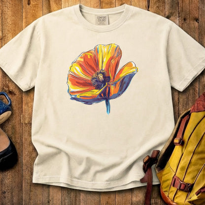 Painted Big Poppy Cotton T-Shirt