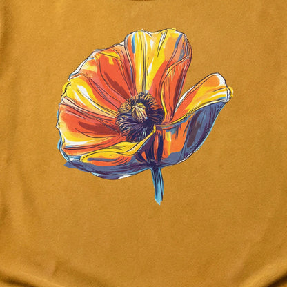 Painted Big Poppy Cotton T-Shirt