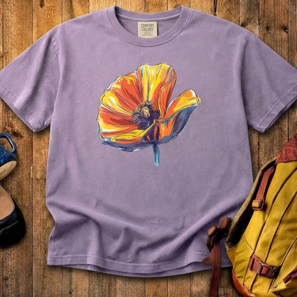 Painted Big Poppy Cotton T-Shirt