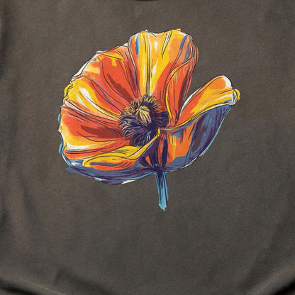 Painted Big Poppy Cotton T-Shirt