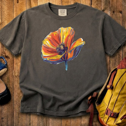 Painted Big Poppy Cotton T-Shirt