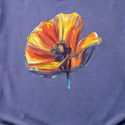 Painted Big Poppy Cotton T-Shirt