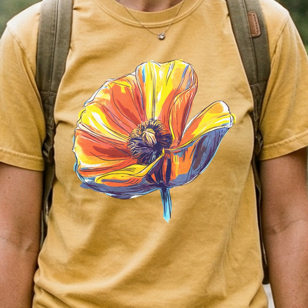 Painted Big Poppy Cotton T-Shirt