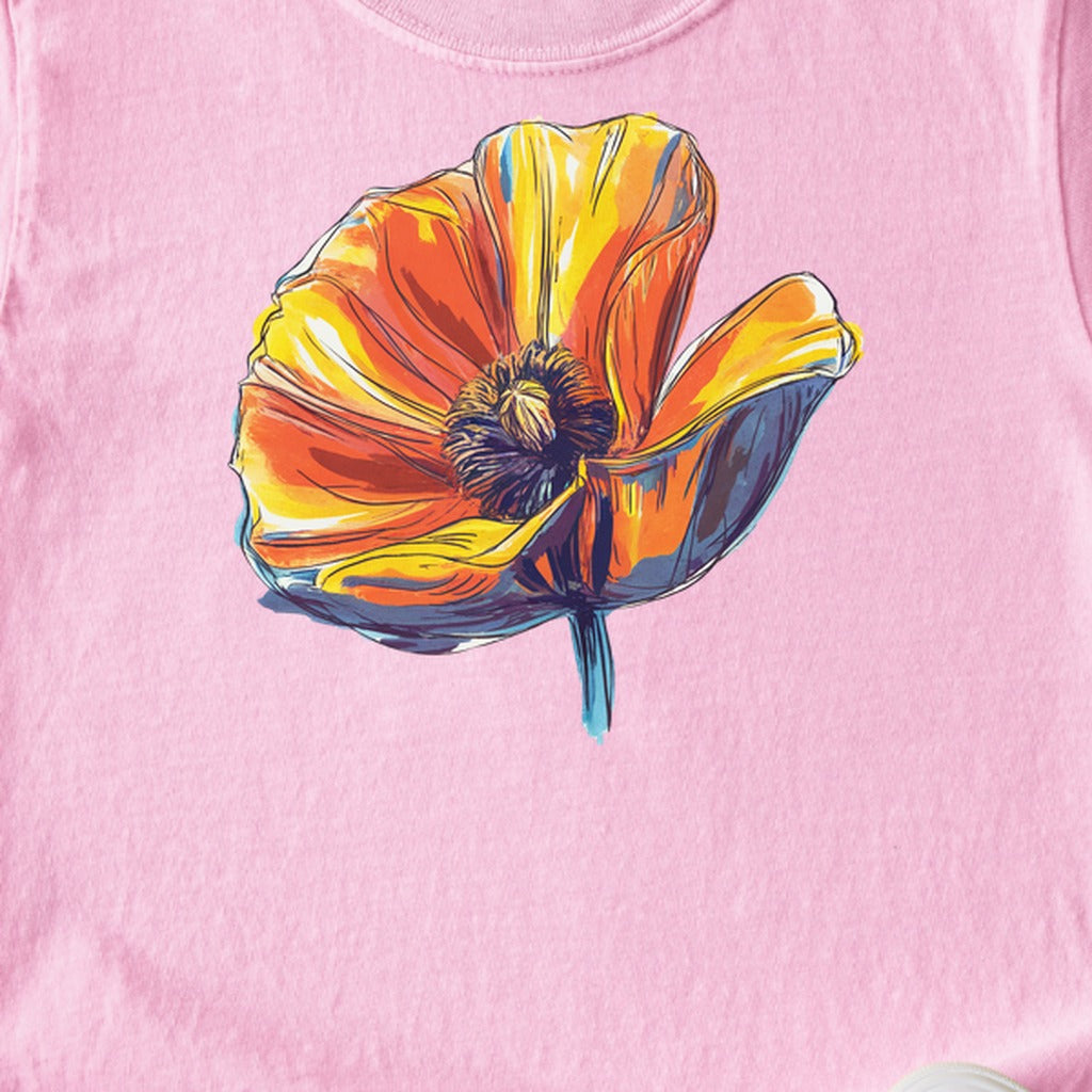 Painted Big Poppy Kids Cotton T-Shirt