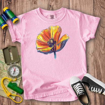 Painted Big Poppy Kids Cotton T-Shirt