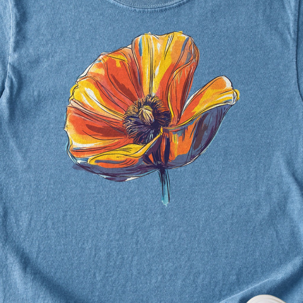 Painted Big Poppy Kids Cotton T-Shirt