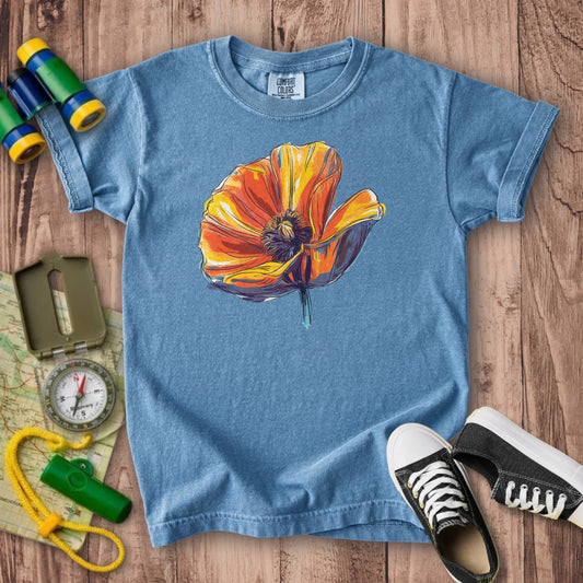 Painted Big Poppy Kids Cotton T-Shirt