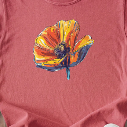 Painted Big Poppy Kids Cotton T-Shirt