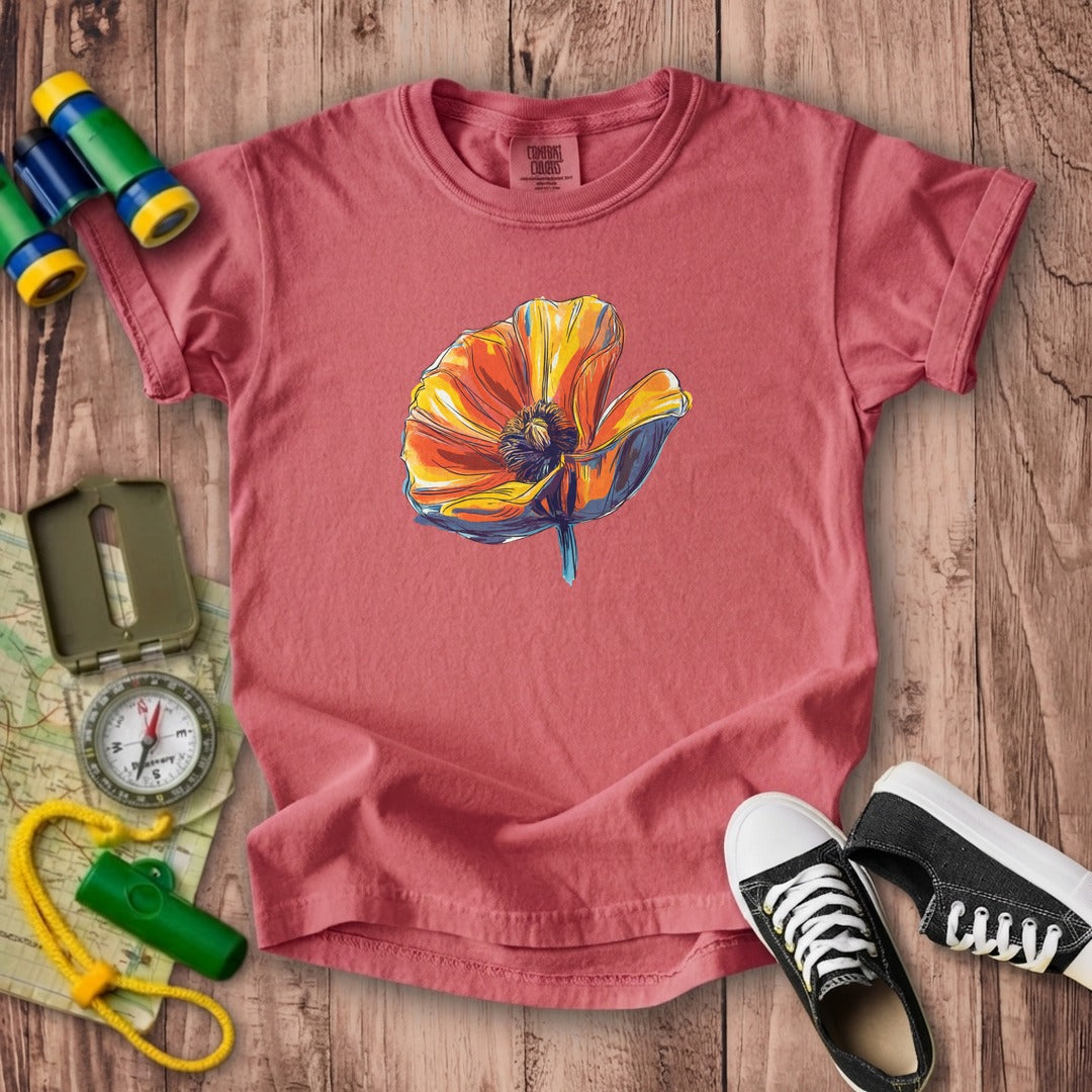 Painted Big Poppy Kids Cotton T-Shirt
