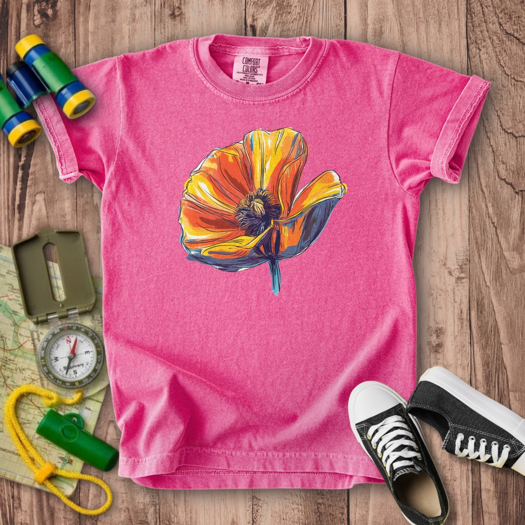 Painted Big Poppy Kids Cotton T-Shirt