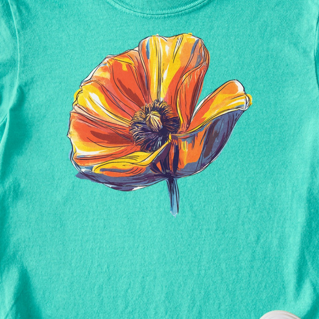 Painted Big Poppy Kids Cotton T-Shirt