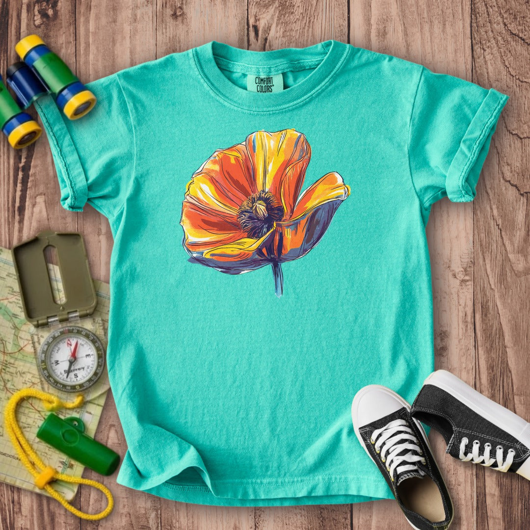 Painted Big Poppy Kids Cotton T-Shirt