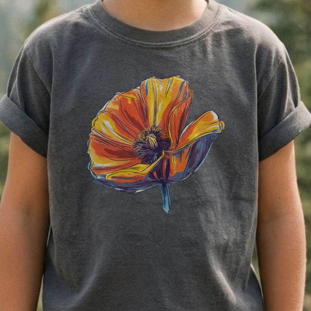 Painted Big Poppy Kids Cotton T-Shirt