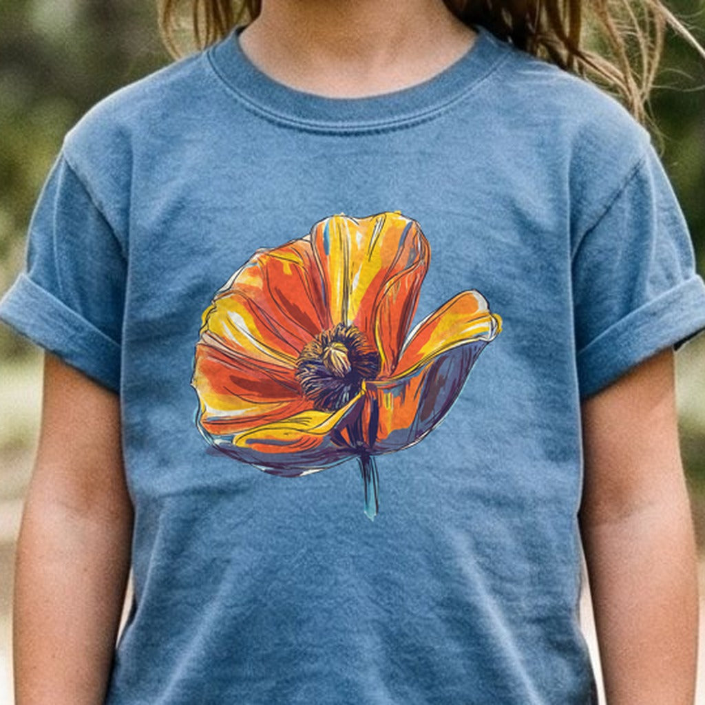 Painted Big Poppy Kids Cotton T-Shirt