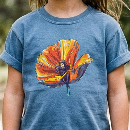Painted Big Poppy Kids Cotton T-Shirt