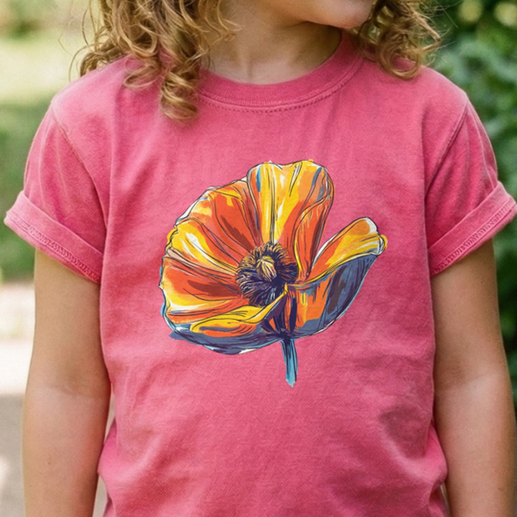 Painted Big Poppy Kids Cotton T-Shirt