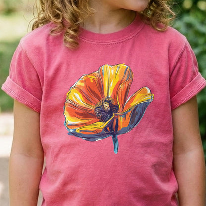 Painted Big Poppy Kids Cotton T-Shirt