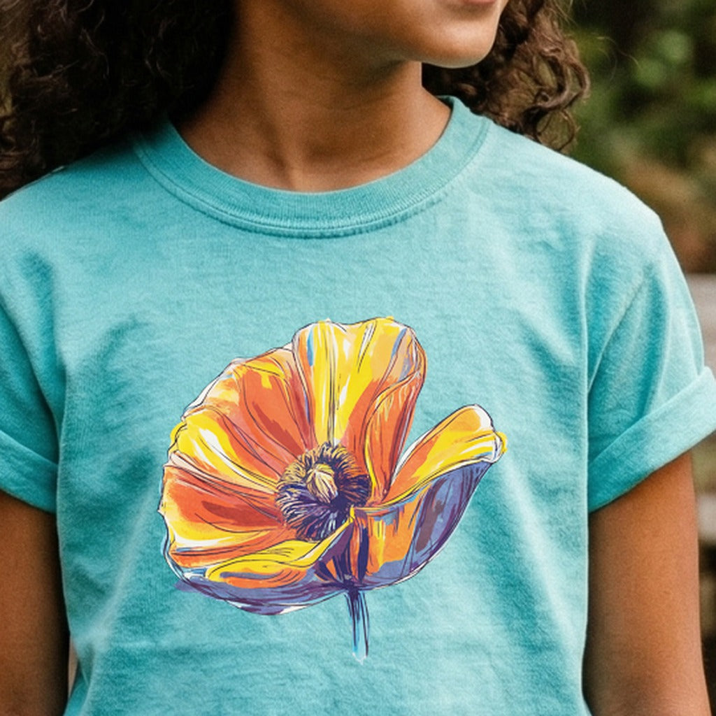 Painted Big Poppy Kids Cotton T-Shirt