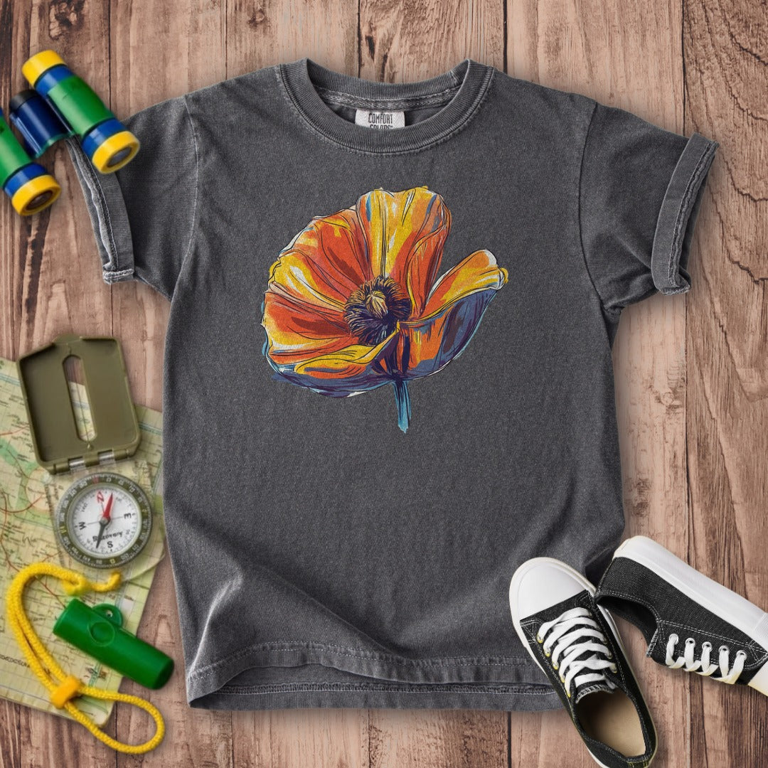 Painted Big Poppy Kids Cotton T-Shirt