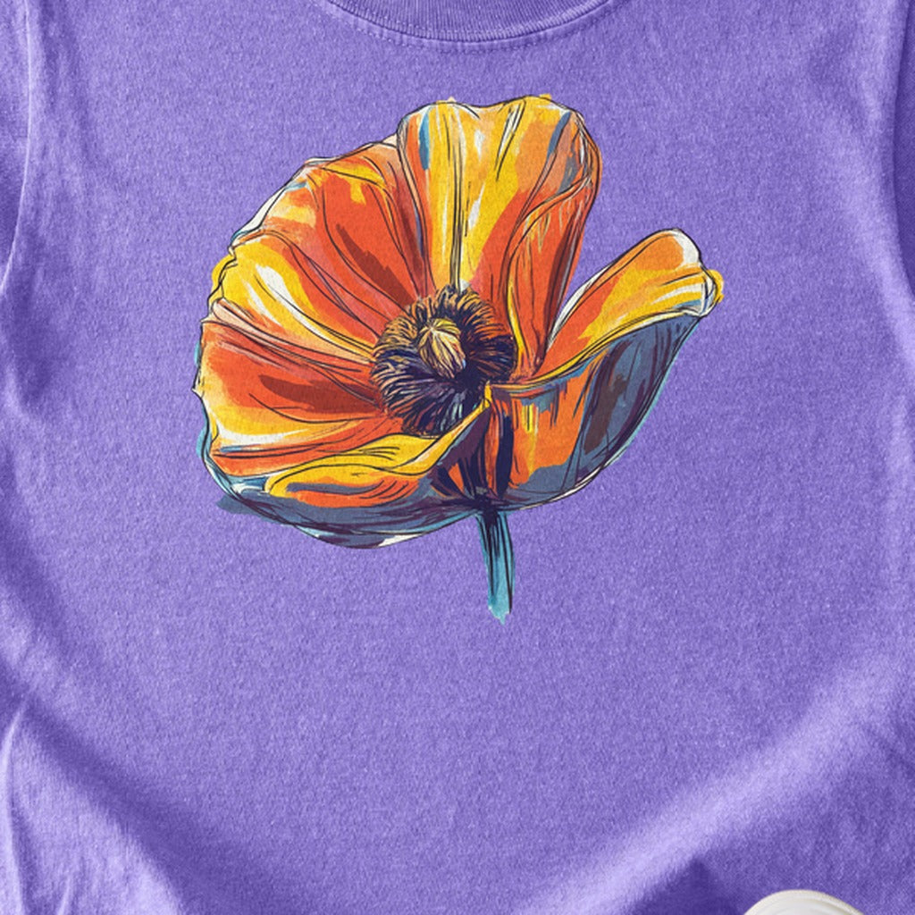 Painted Big Poppy Kids Cotton T-Shirt
