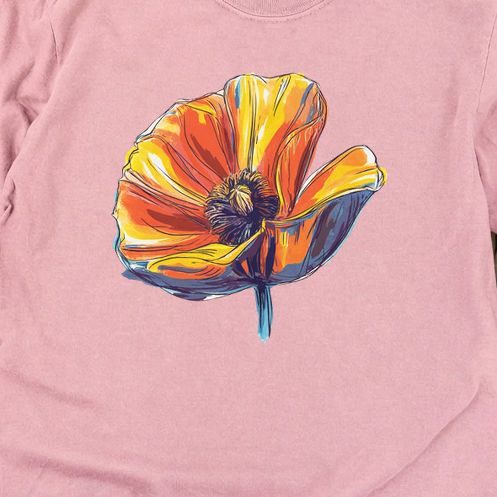 Painted Big Poppy Cotton Long Sleeve