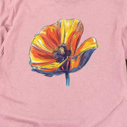 Painted Big Poppy Cotton Long Sleeve