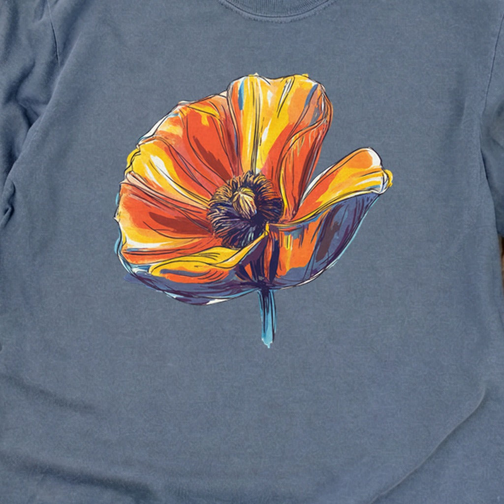 Painted Big Poppy Cotton Long Sleeve