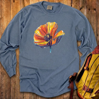 Painted Big Poppy Cotton Long Sleeve