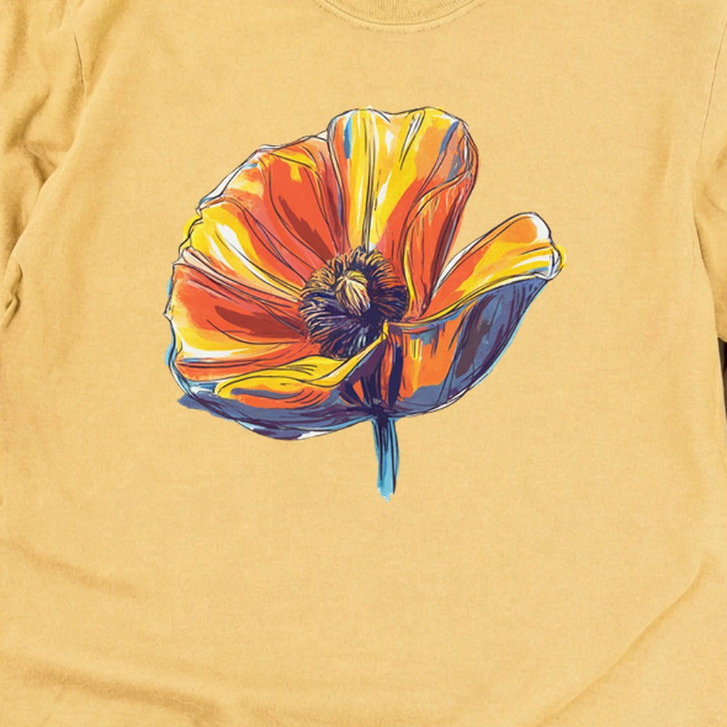 Painted Big Poppy Cotton Long Sleeve