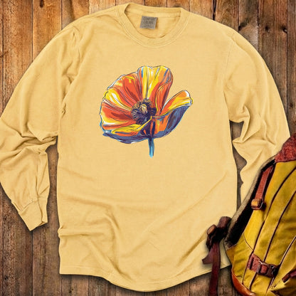Painted Big Poppy Cotton Long Sleeve