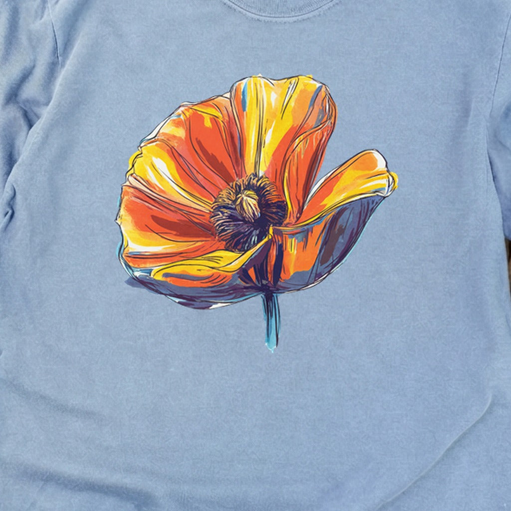 Painted Big Poppy Cotton Long Sleeve