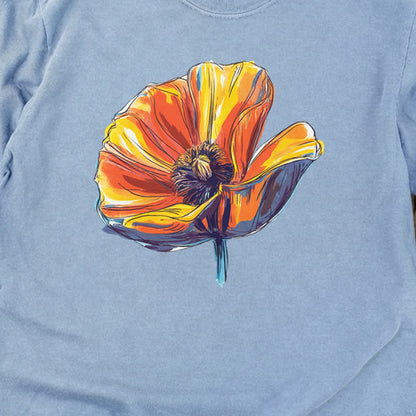 Painted Big Poppy Cotton Long Sleeve