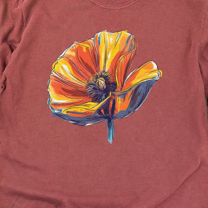 Painted Big Poppy Cotton Long Sleeve