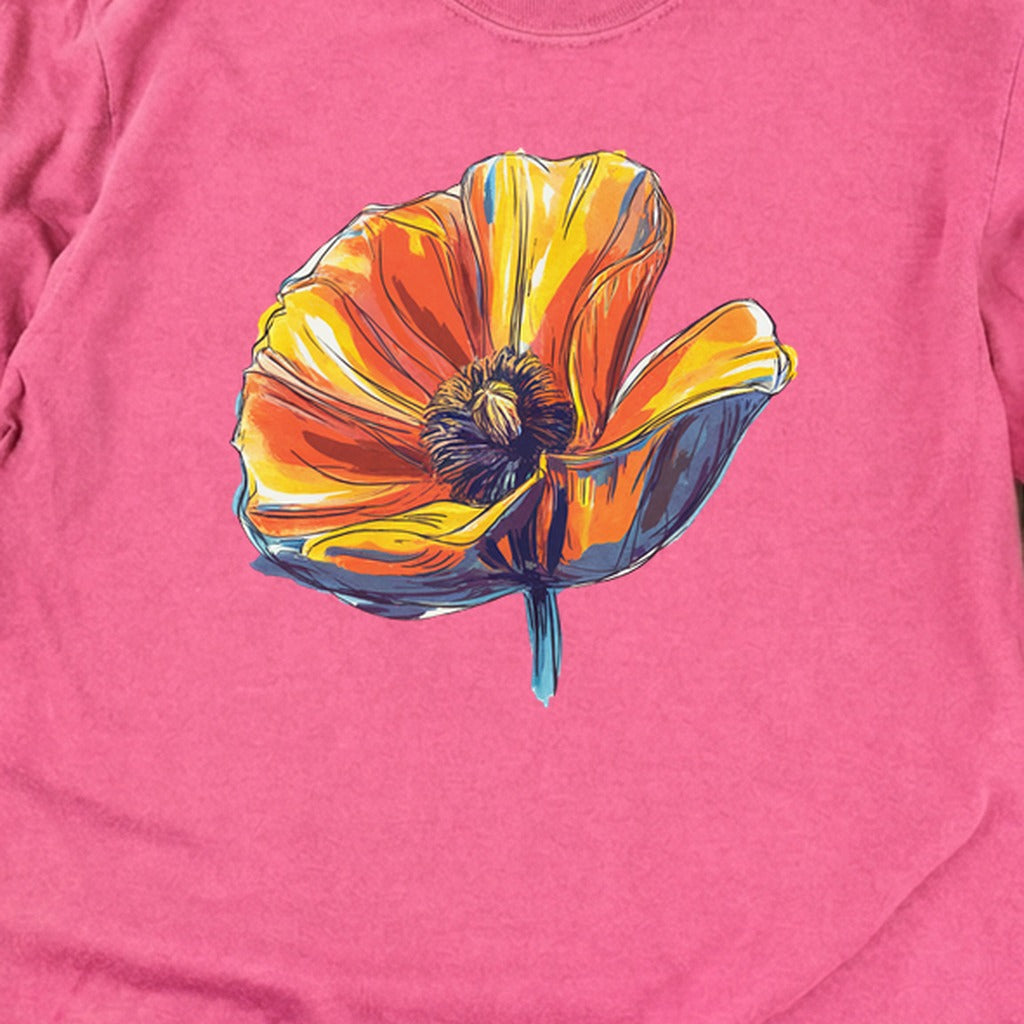 Painted Big Poppy Cotton Long Sleeve