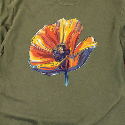 Painted Big Poppy Cotton Long Sleeve