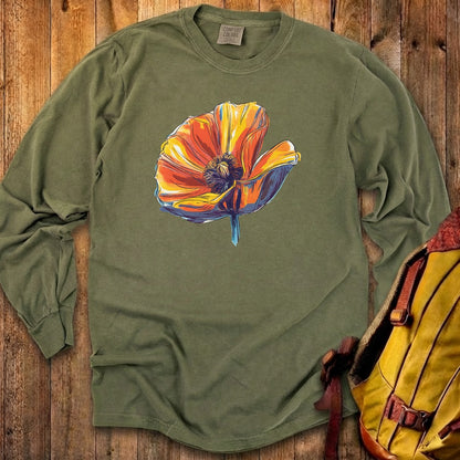 Painted Big Poppy Cotton Long Sleeve