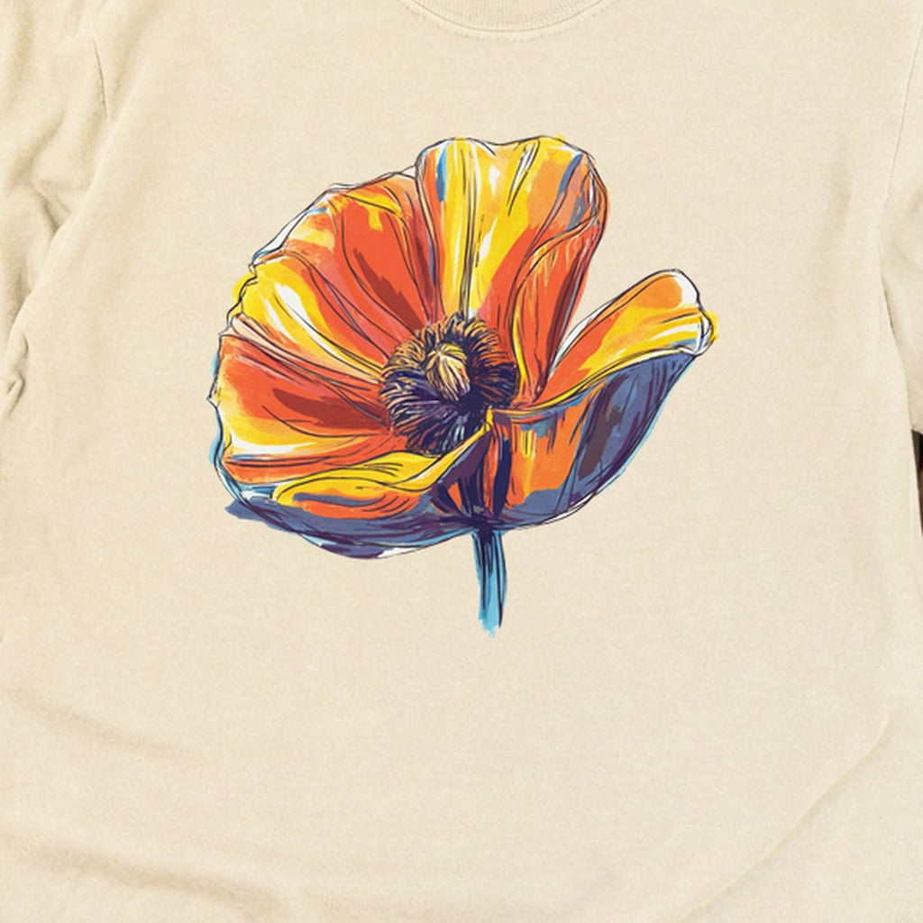 Painted Big Poppy Cotton Long Sleeve