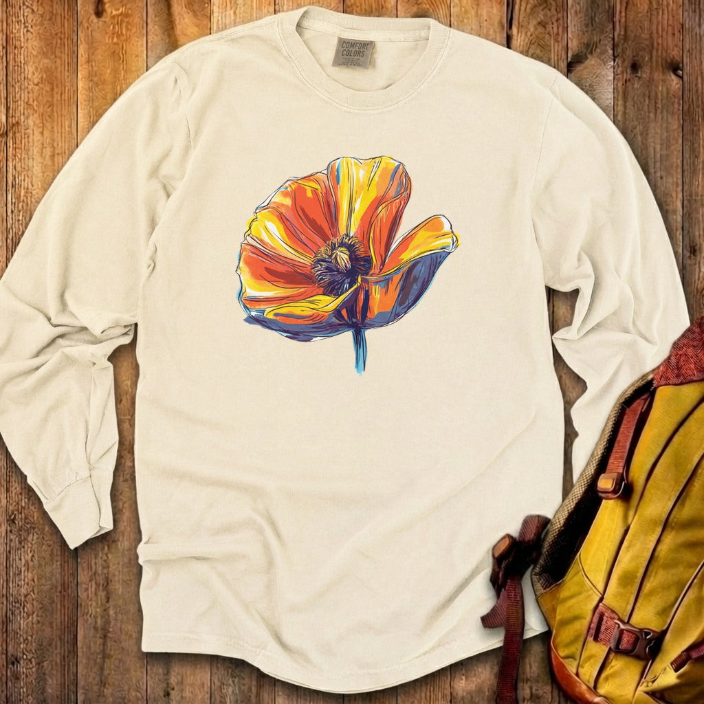 Painted Big Poppy Cotton Long Sleeve